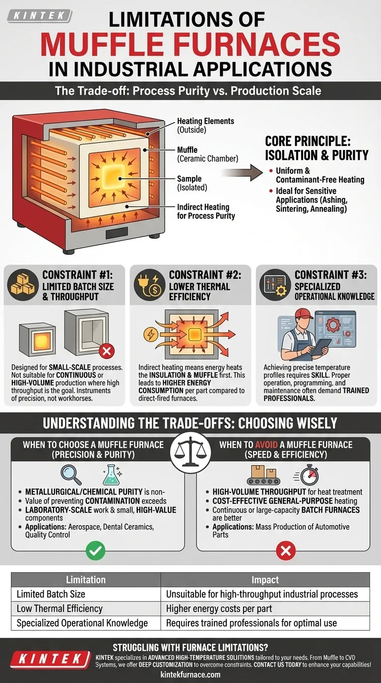 Quais são as limitações dos fornos mufla em aplicações industriais? Descubra as Restrições Chave para Escolhas Inteligentes de Laboratório Guia Visual