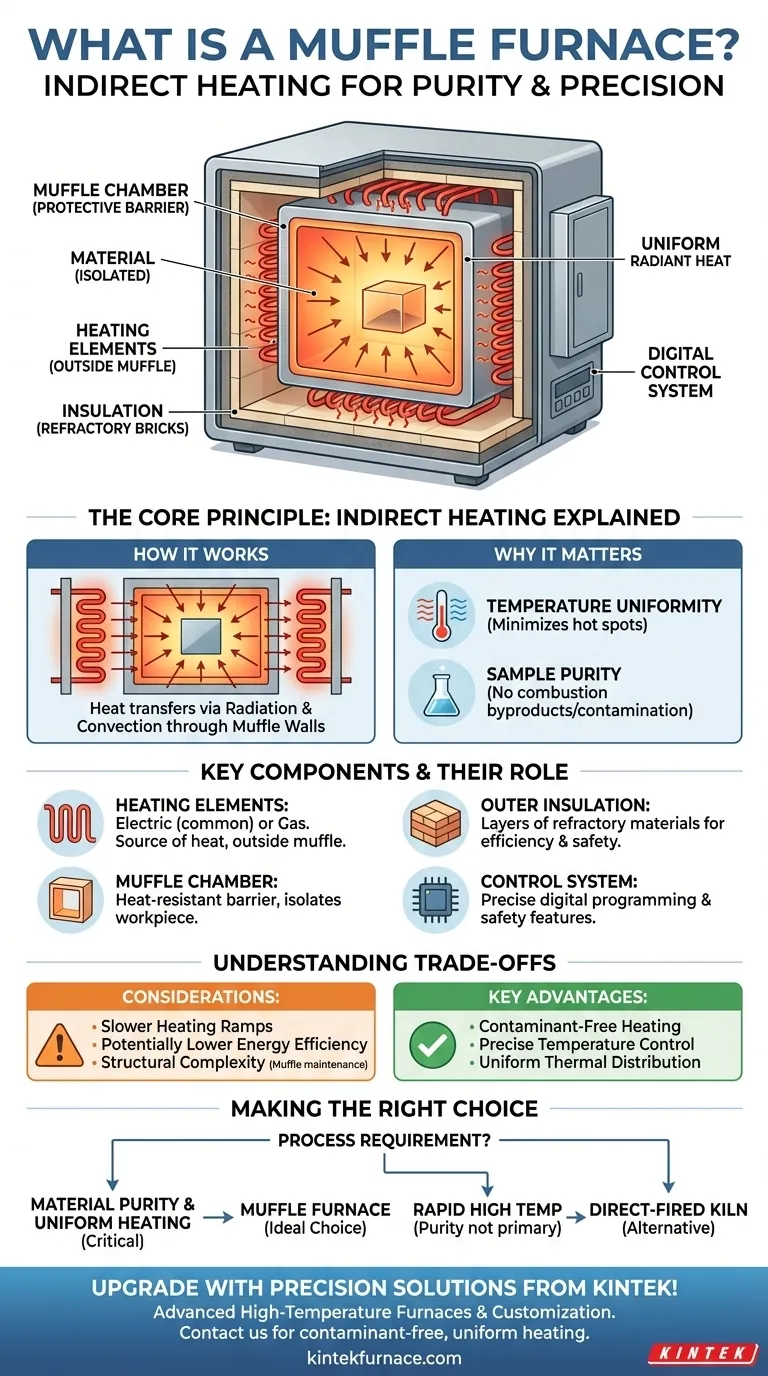 What is a muffle furnace and how does it generally work? Discover Its Role in Contaminant-Free Heating Visual Guide