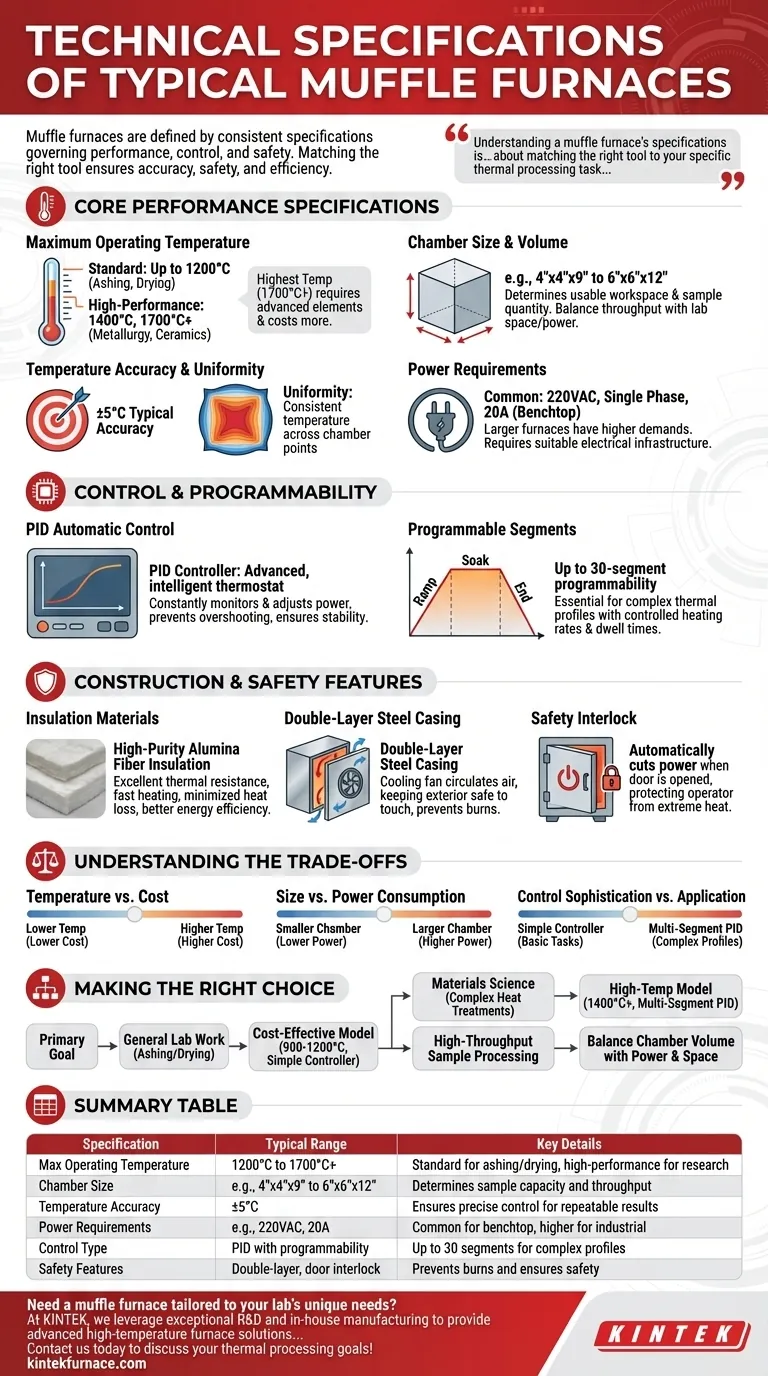Quais são as especificações técnicas dos fornos mufla típicos? Principais especificações para processamento térmico preciso Guia Visual
