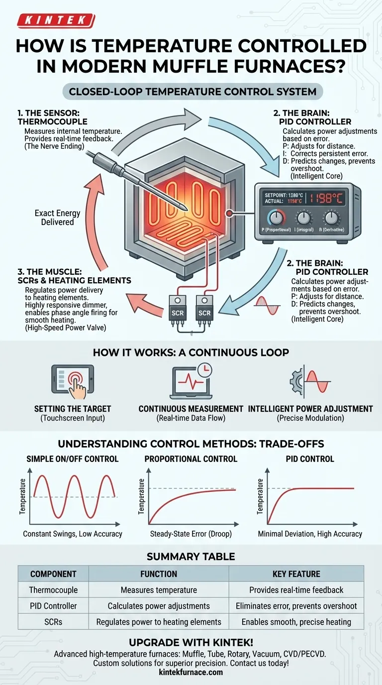 How is temperature controlled in modern muffle furnaces? Achieve Precision with PID Systems Visual Guide