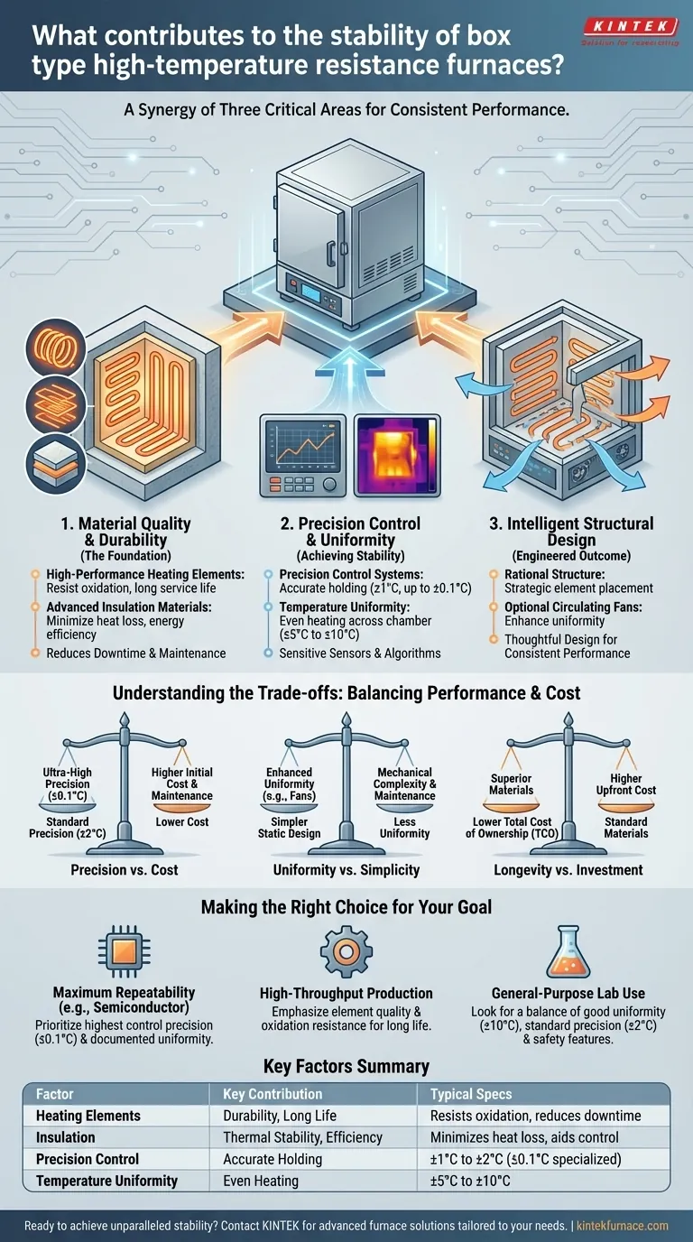 Cosa contribuisce alla stabilità dei forni a resistenza ad alta temperatura a camera? Fattori chiave per prestazioni termiche affidabili Guida Visiva