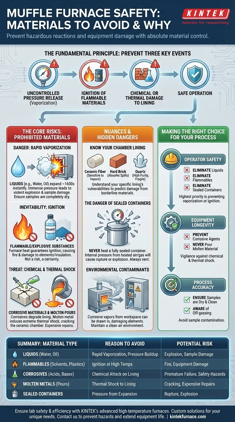 Quais materiais devem ser evitados ao usar um forno mufla? Prevenindo Riscos e Prolongando a Vida Útil do Equipamento Guia Visual