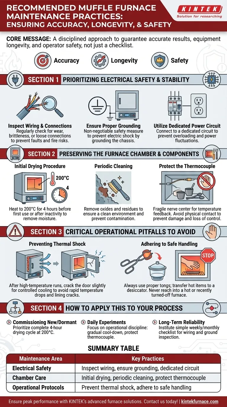 What maintenance practices are recommended for a muffle furnace? Ensure Longevity and Safety in Your Lab Visual Guide