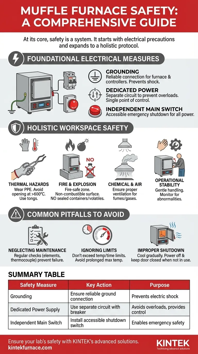 머플로(muffle furnace) 사용 시 필요한 전기 안전 예방 조치는 무엇인가요? 감전 및 화재를 방지하기 위한 필수 단계 시각적 가이드