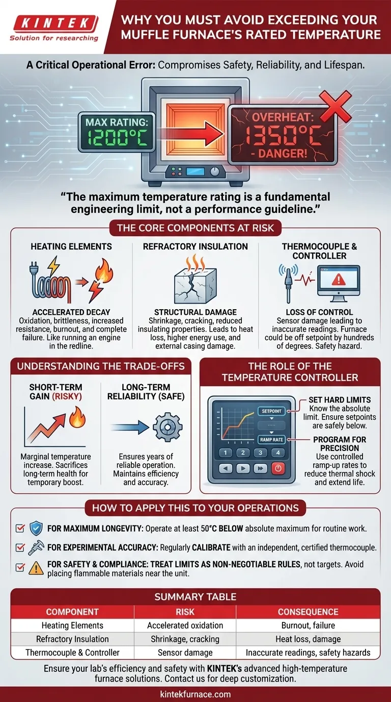 ¿Por qué es importante evitar superar la temperatura nominal del horno de mufla? Prevenir daños y garantizar la seguridad Guía Visual