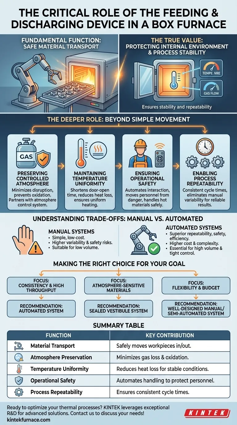 Como o dispositivo de alimentação e descarga contribui para a operação de um forno de caixa? Aumente a Segurança e o Controle do Processo Guia Visual