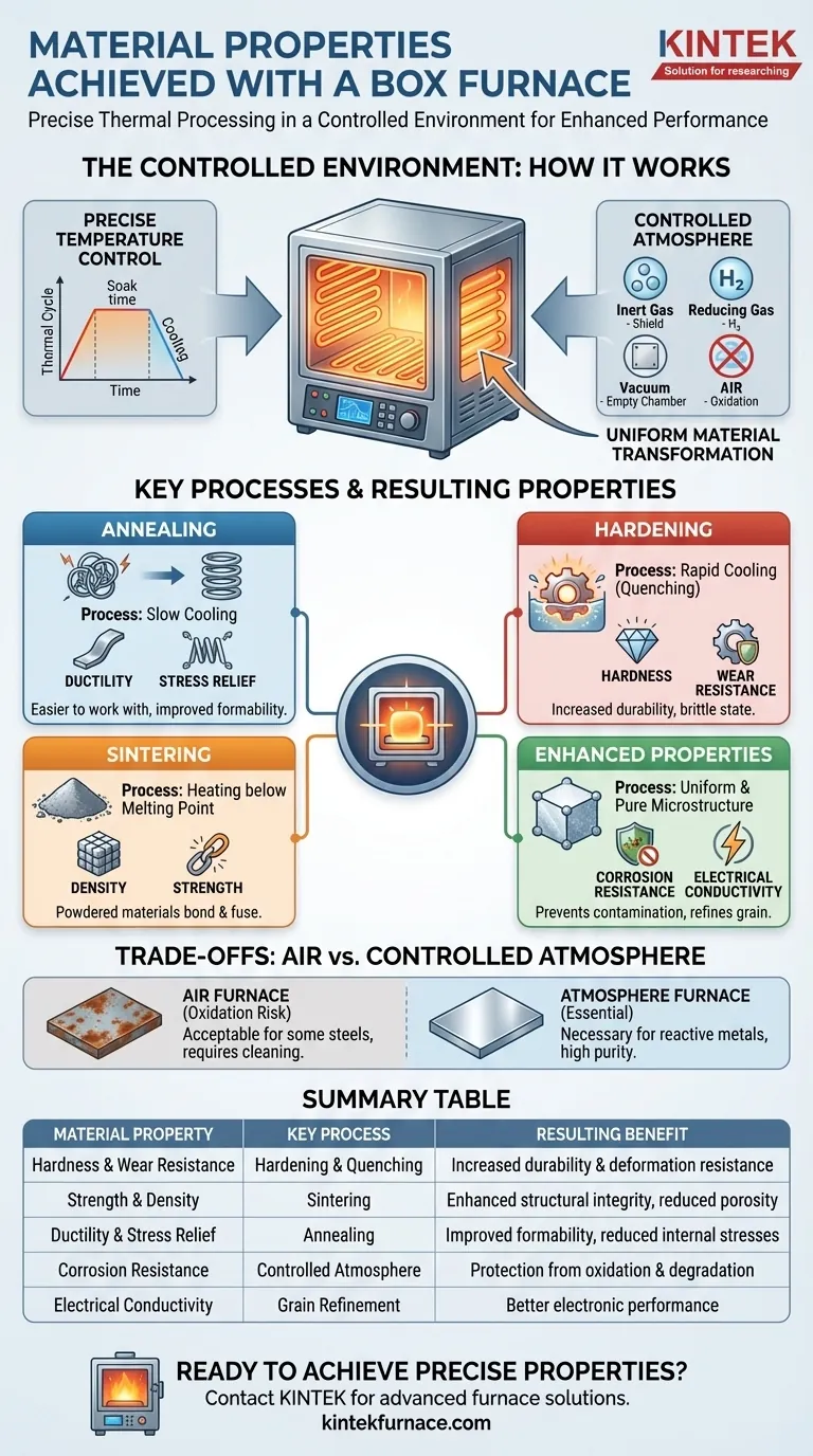 Que propriedades dos materiais podem ser alcançadas usando um forno tipo caixa? Desbloqueie Dureza Aprimorada, Resistência e Mais Guia Visual