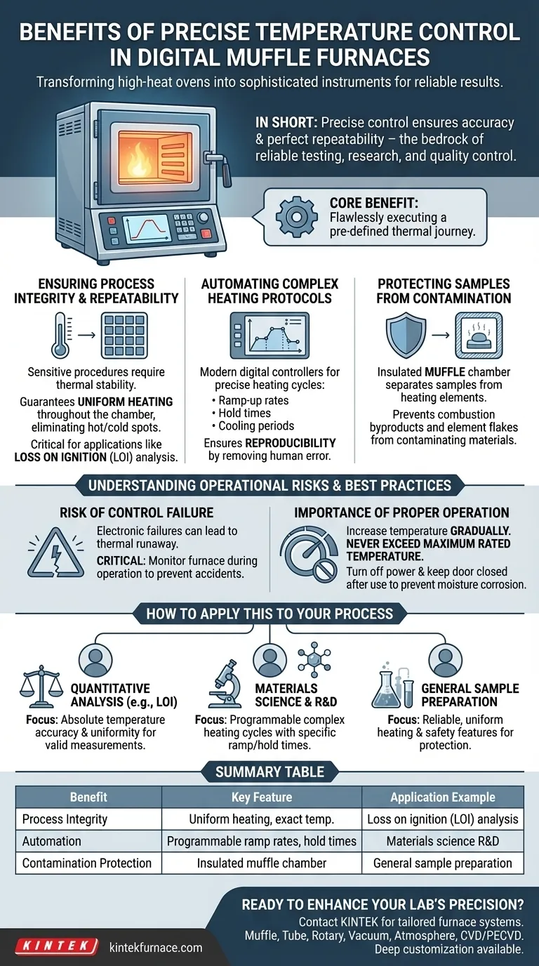 Comment un contrôle précis de la température améliore-t-il l'utilisation d'un four à moufle numérique ? Obtenez des résultats fiables et reproductibles Guide Visuel