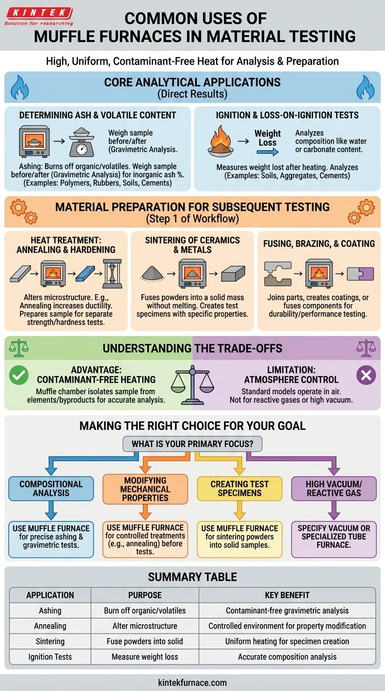 Welche gängigen Anwendungen hat ein Muffelofen bei der Materialprüfung? Unverzichtbar für präzise Thermoanalyse und Probenvorbereitung Visuelle Anleitung
