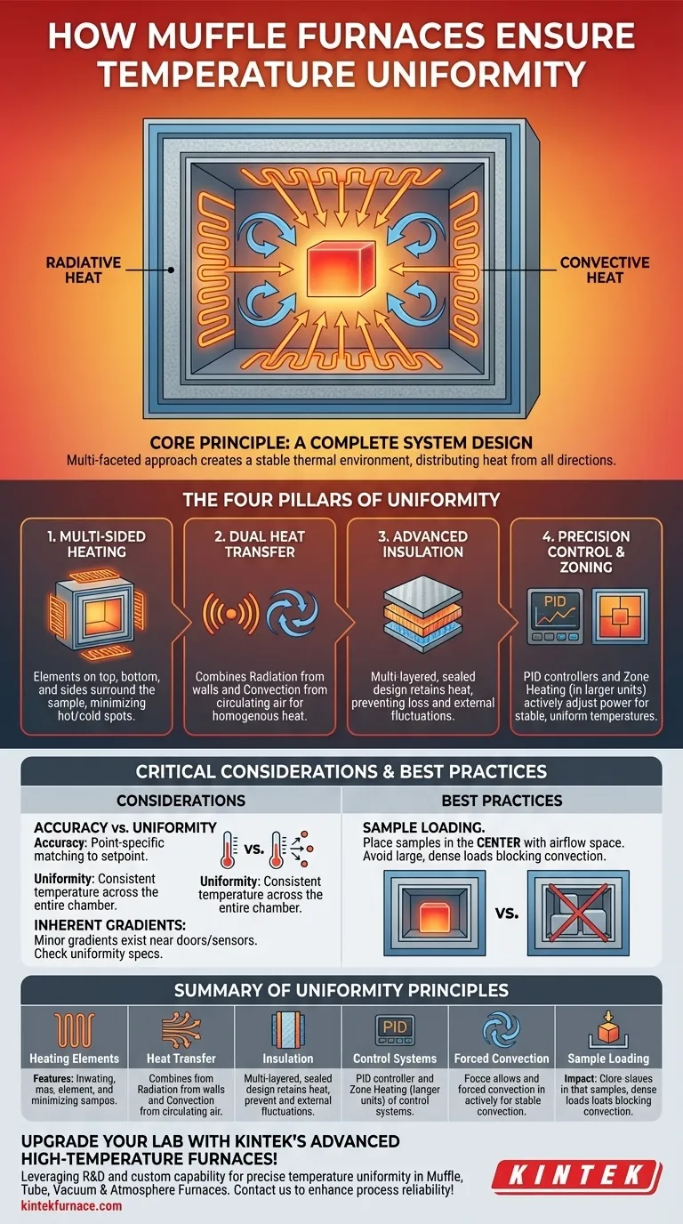How do muffle furnaces ensure temperature uniformity? Discover Key Design Principles for Precise Heating Visual Guide