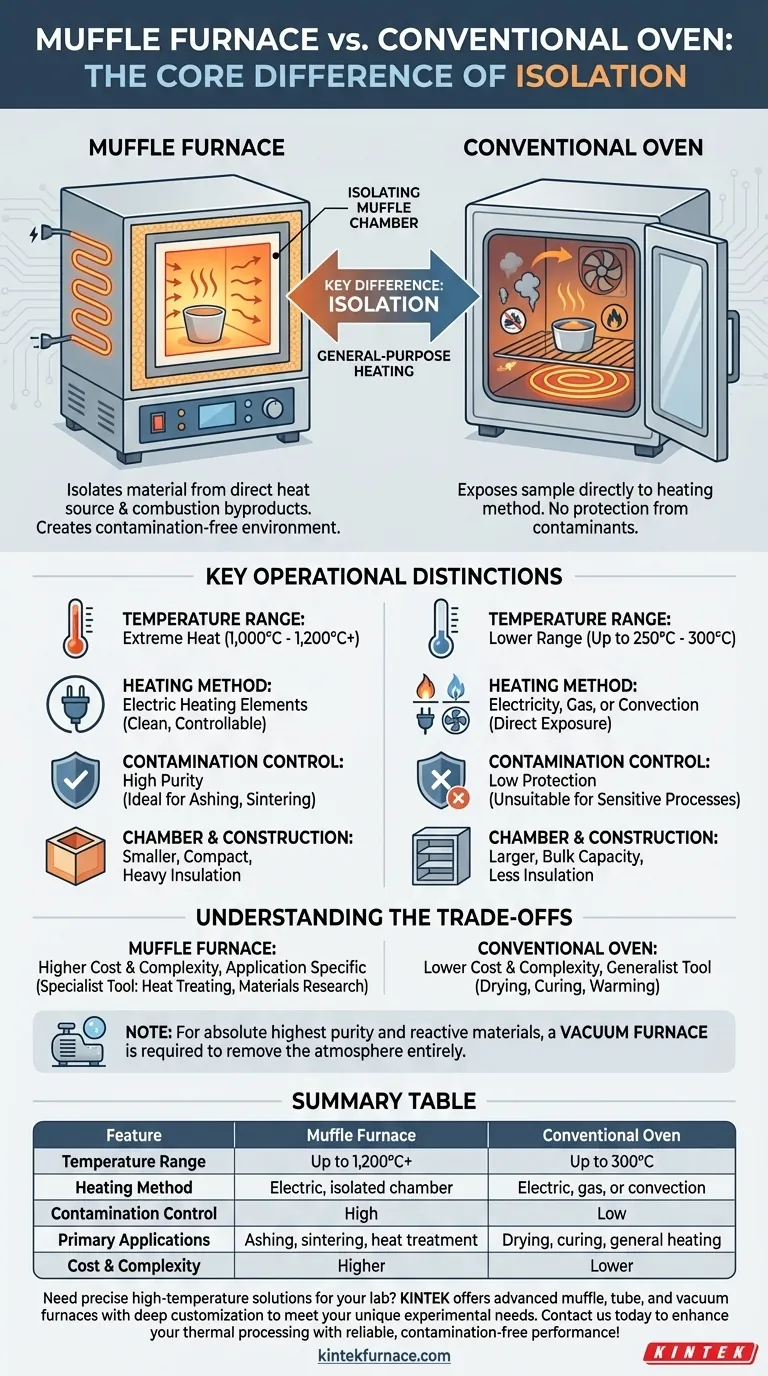 Wie unterscheidet sich ein Muffelofen von einem herkömmlichen Ofen? Wesentliche Unterschiede für Hochtemperaturpräzision Visuelle Anleitung
