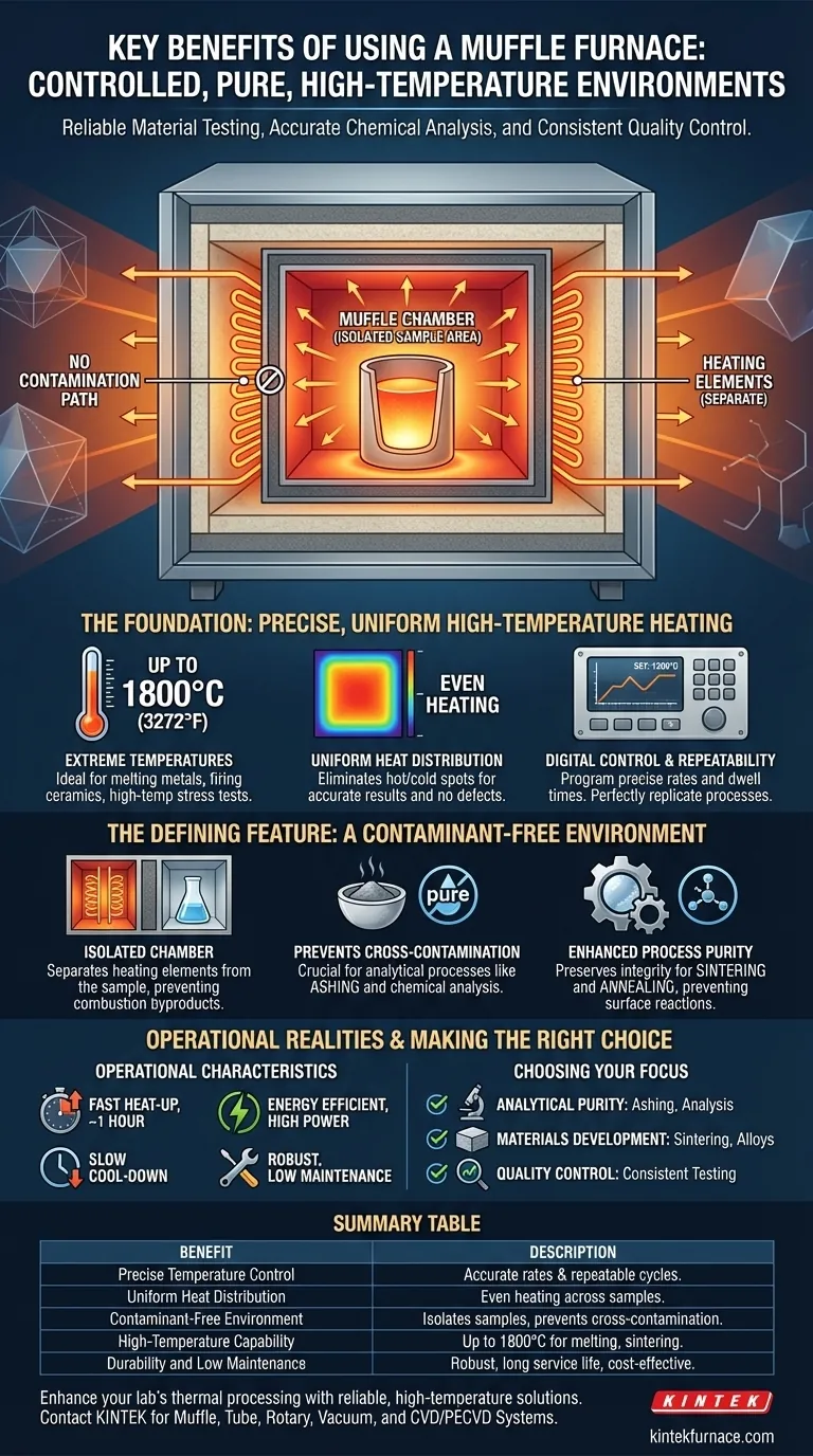 Was sind die Hauptvorteile der Verwendung eines Muffelofens? Erzielen Sie eine präzise, kontaminationsfreie Hochtemperaturregelung Visuelle Anleitung