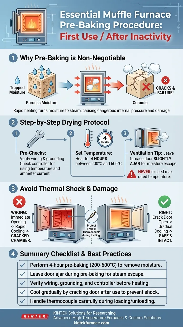 ¿Qué se debe hacer antes del primer uso o después de un largo período de inactividad de un horno mufla? Asegure la seguridad y la longevidad con un pre-horneado adecuado Guía Visual