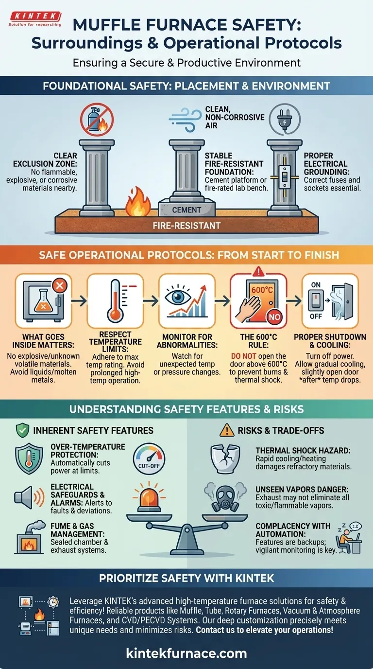 Quali misure di sicurezza devono essere osservate riguardo l'ambiente circostante una fornace a muffola? Garantire una configurazione sicura del laboratorio Guida Visiva