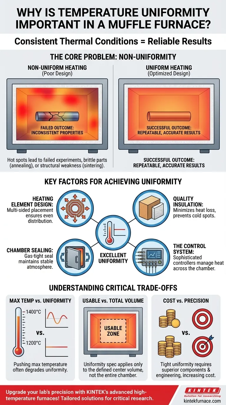 マッフル炉において温度均一性が重要なのはなぜですか？正確で信頼性の高い結果を保証するために ビジュアルガイド