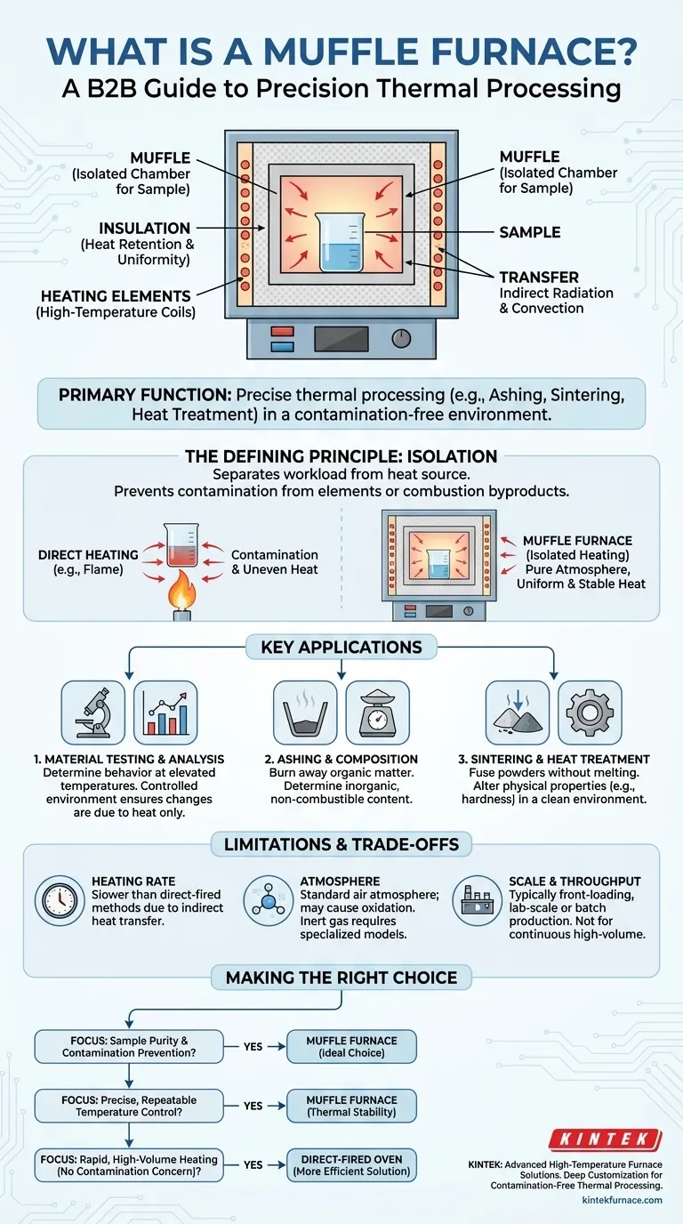 Was ist ein Muffelofen und was ist seine Hauptfunktion? Entdecken Sie seine Rolle bei der Hochtemperaturverarbeitung Visuelle Anleitung