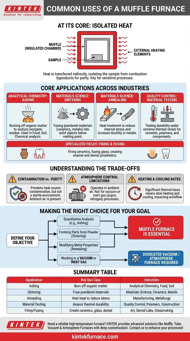 マッフル炉の一般的な用途は何ですか？灰化、焼結などに不可欠 ビジュアルガイド