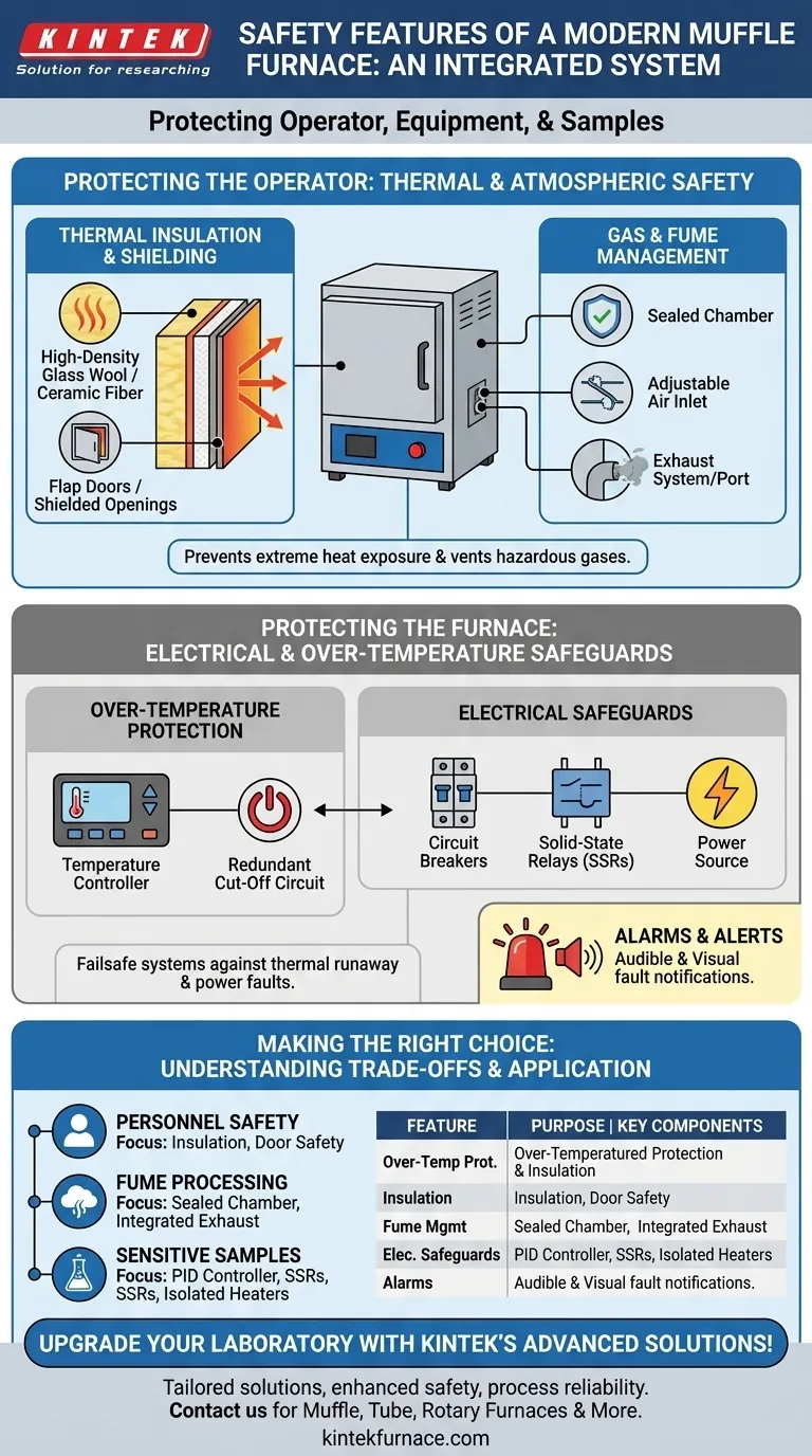 What safety features are typically included in a muffle furnace? Essential Systems for Operator and Equipment Protection Visual Guide