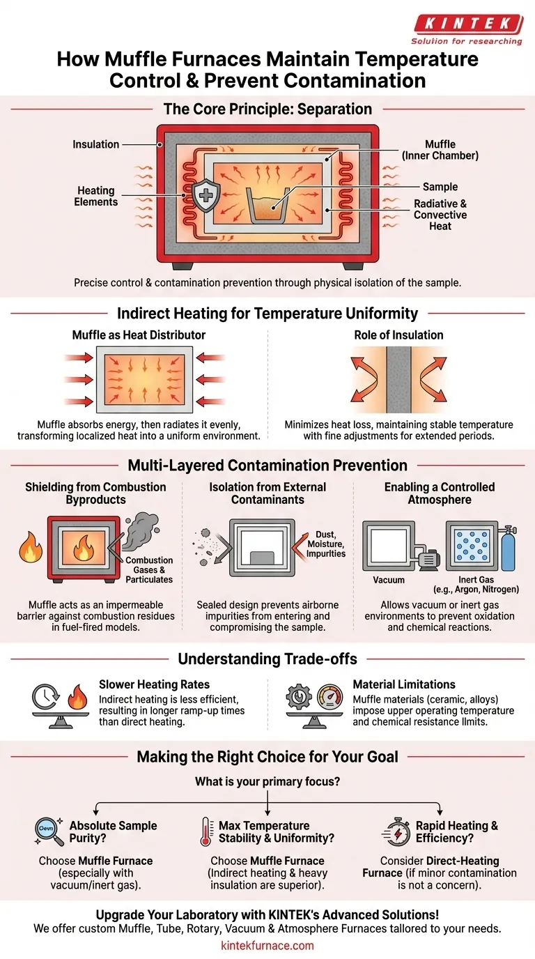 كيف تحافظ الأفران الكتيمة على التحكم في درجة الحرارة ومنع التلوث؟ حقق تسخينًا نظيفًا وموحدًا لمختبرك دليل مرئي