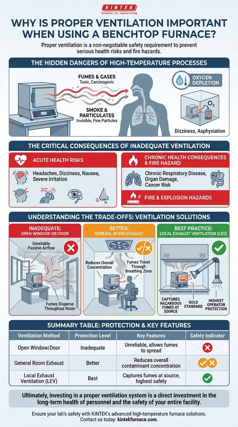 Por que a ventilação adequada é importante ao usar um forno de bancada? Proteja seu laboratório contra fumos nocivos Guia Visual