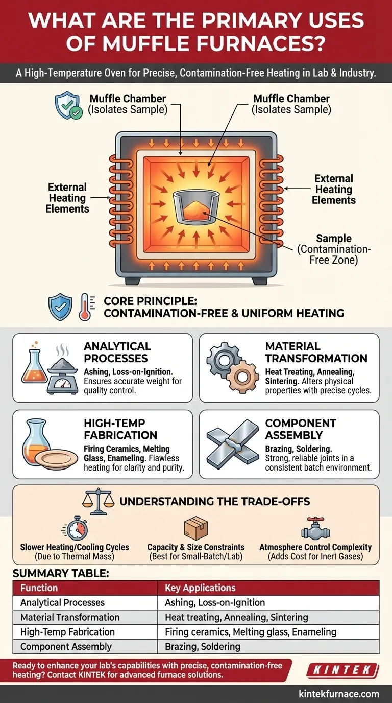 Quais são os principais usos dos fornos mufla? Essenciais para processamento de alta temperatura livre de contaminação Guia Visual