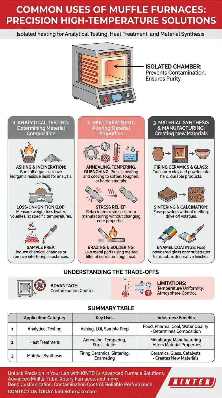 What are some common uses of muffle furnaces? Essential for Analysis, Heat Treatment, and Material Synthesis Visual Guide