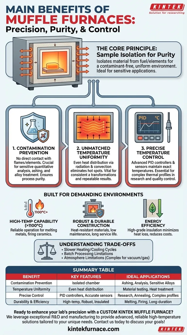 Quali sono i principali vantaggi dell'utilizzo dei forni a muffola? Ottenere purezza e precisione nel trattamento termico Guida Visiva