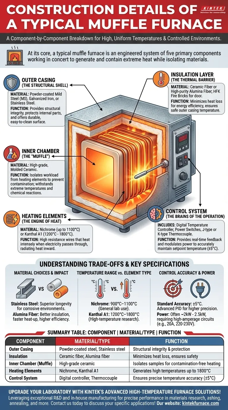 Quais são os detalhes construtivos de um forno mufla típico? Componentes Essenciais para Controle de Alta Temperatura Guia Visual
