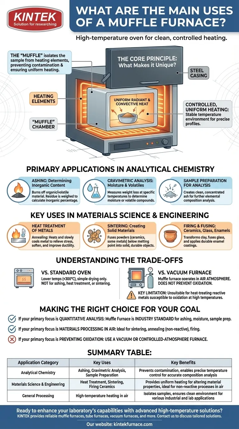 Quais são os principais usos de um forno mufla? Desbloqueie o Processamento Preciso de Alta Temperatura para o Seu Laboratório Guia Visual