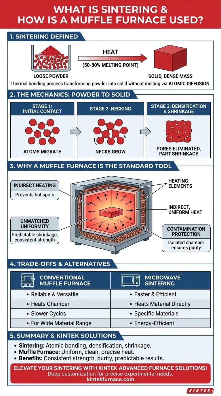 O que é sinterização e como um forno mufla é usado nesse processo? Desbloqueie a precisão na ligação de materiais Guia Visual
