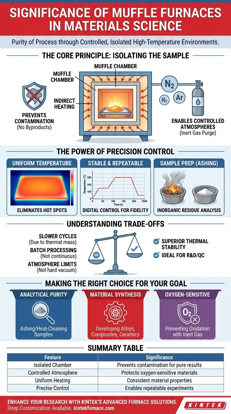 ¿Cuál es la importancia de los hornos mufla en la ciencia de los materiales? Desbloquee un procesamiento puro a alta temperatura Guía Visual