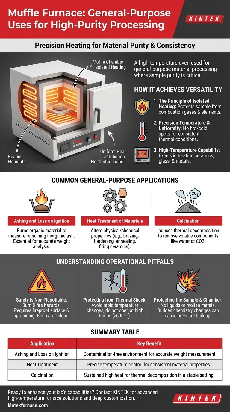 Quais são alguns usos gerais de um forno mufla? Essencial para o Processamento de Materiais de Alta Pureza Guia Visual