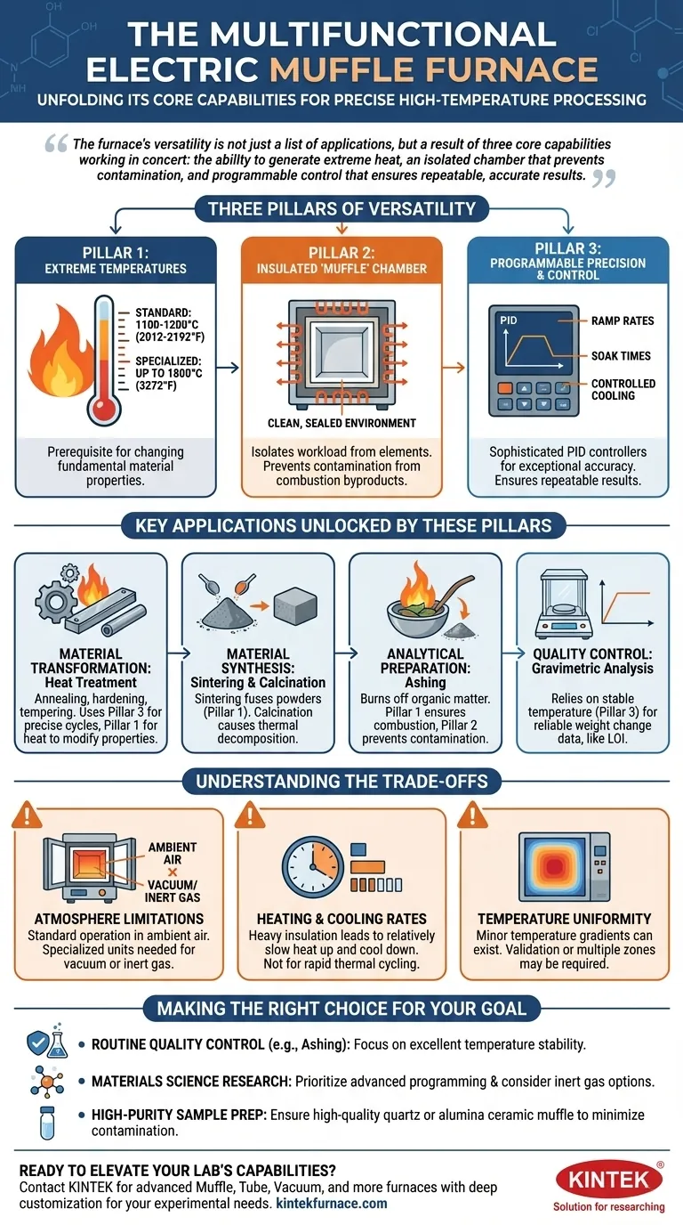 Why is the electric muffle furnace considered a multifunctional tool? Unlock Versatile High-Temperature Solutions Visual Guide