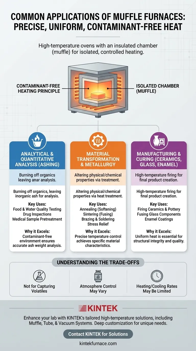 What are some common applications of muffle furnaces? Unlock Clean, High-Temperature Solutions for Your Lab Visual Guide