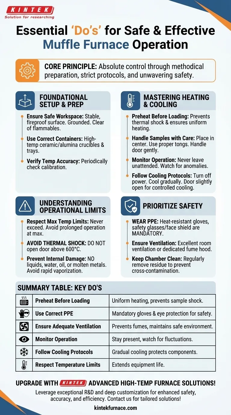 What are some important 'Do's' when operating a muffle furnace? Ensure Safety and Efficiency in Your Lab Visual Guide