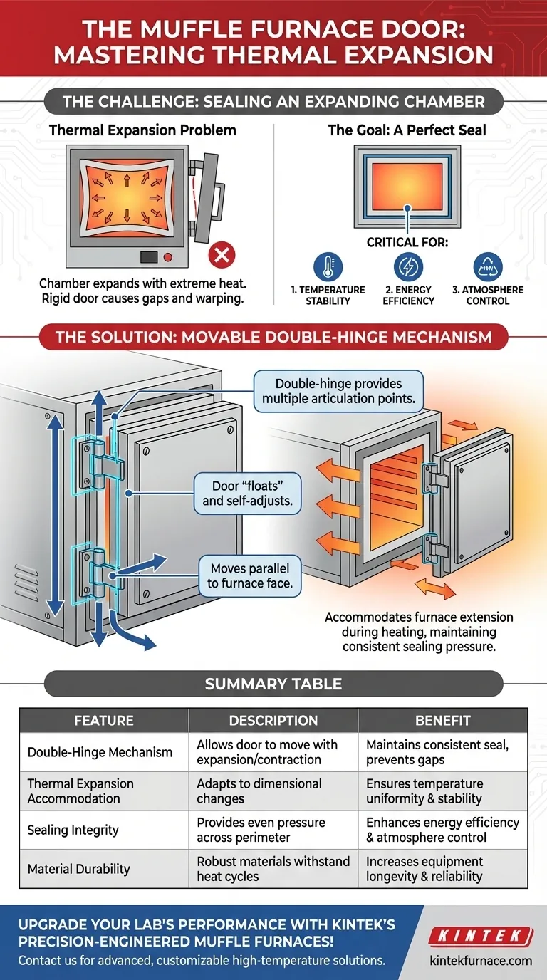 What is the mechanism for the furnace door in a muffle furnace? Discover the Double-Hinge Design for Perfect Sealing Visual Guide