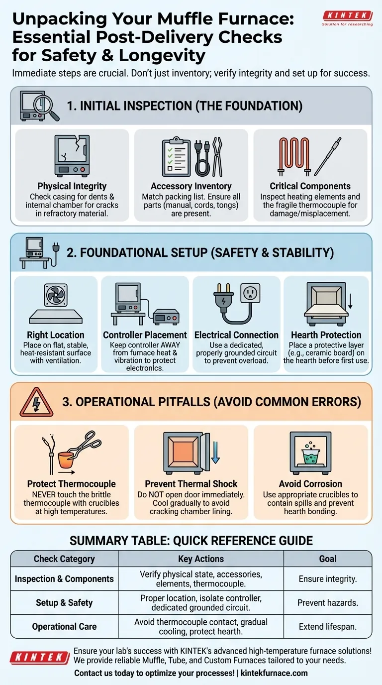 マッフル炉の開梱後に確認すべきことは何ですか？安全なセットアップと最適な性能を確保するために ビジュアルガイド