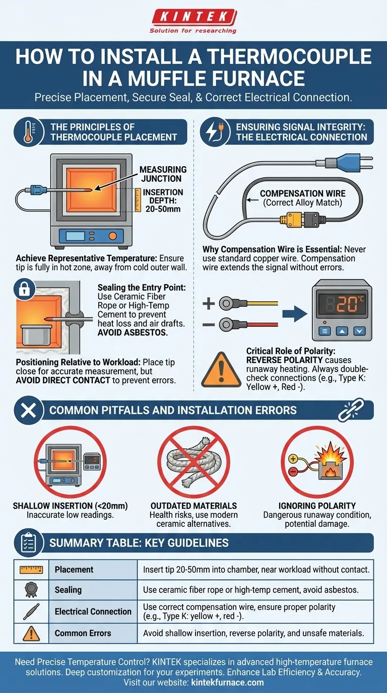 Come deve essere installata la termocoppia in una fornace a muffola? Assicura un controllo accurato della temperatura per il tuo laboratorio Guida Visiva