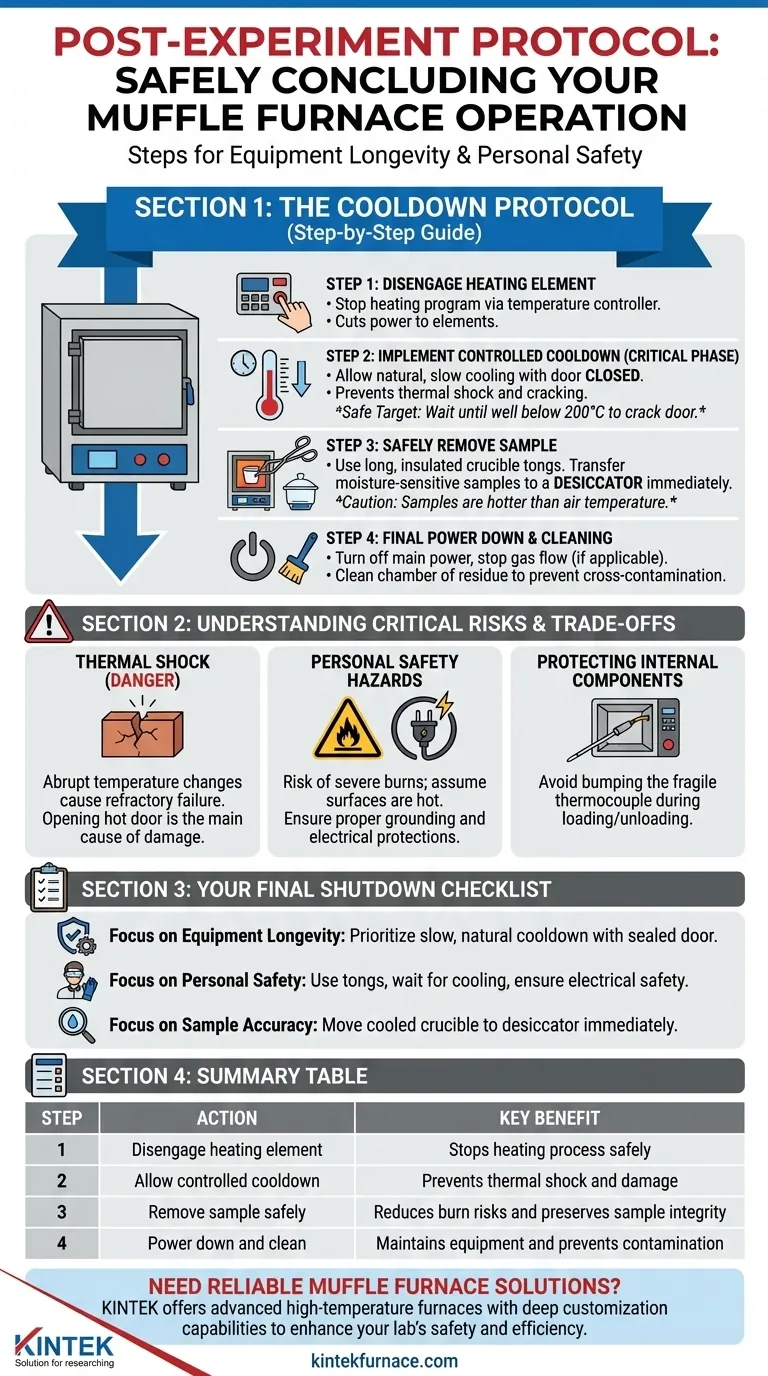 What steps should be taken after completing an experiment with a muffle furnace? Ensure Safety and Equipment Longevity Visual Guide