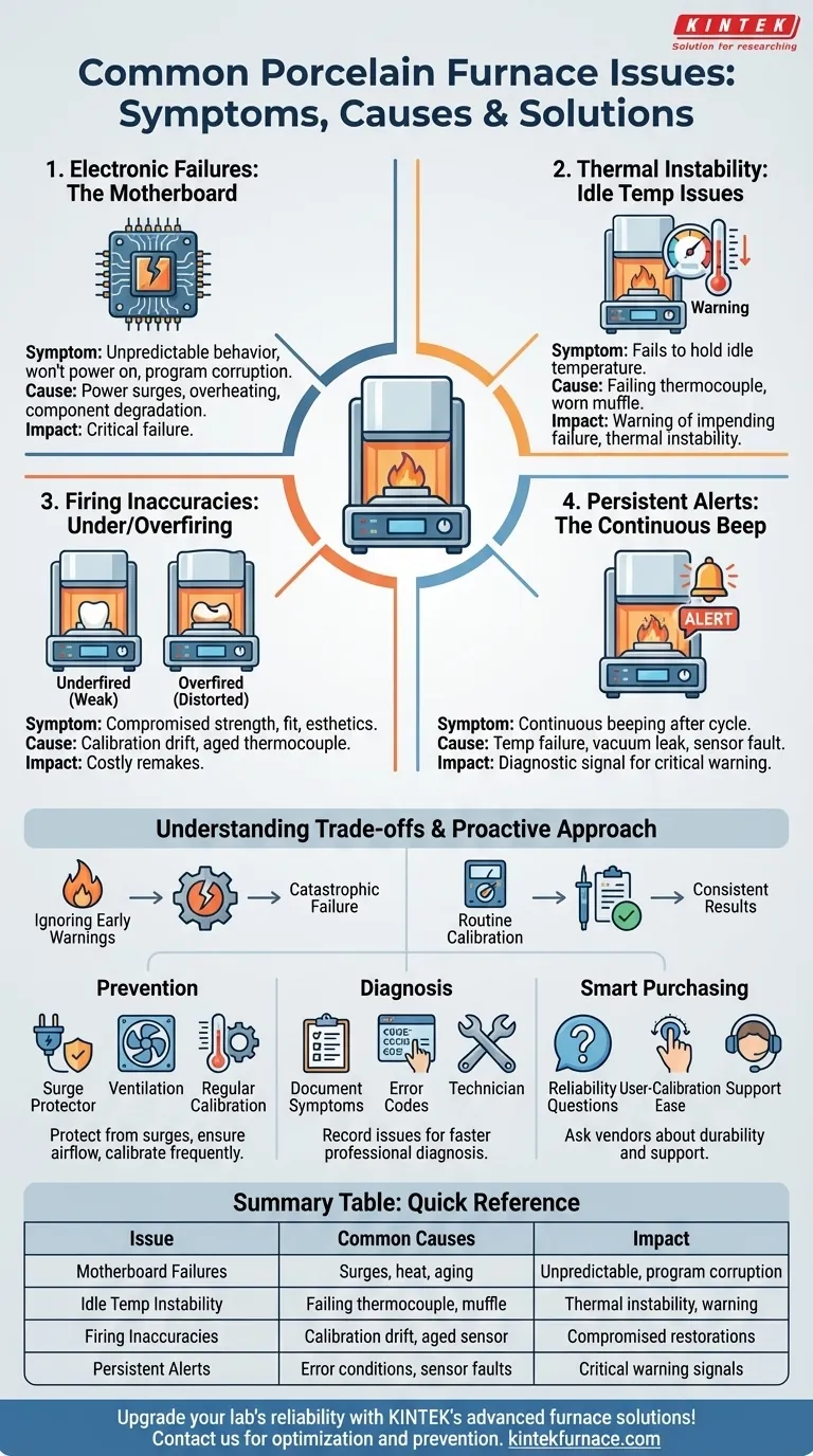Quais são os problemas comuns relatados em fornos de porcelana? Diagnosticar e Prevenir Falhas Custosas Guia Visual