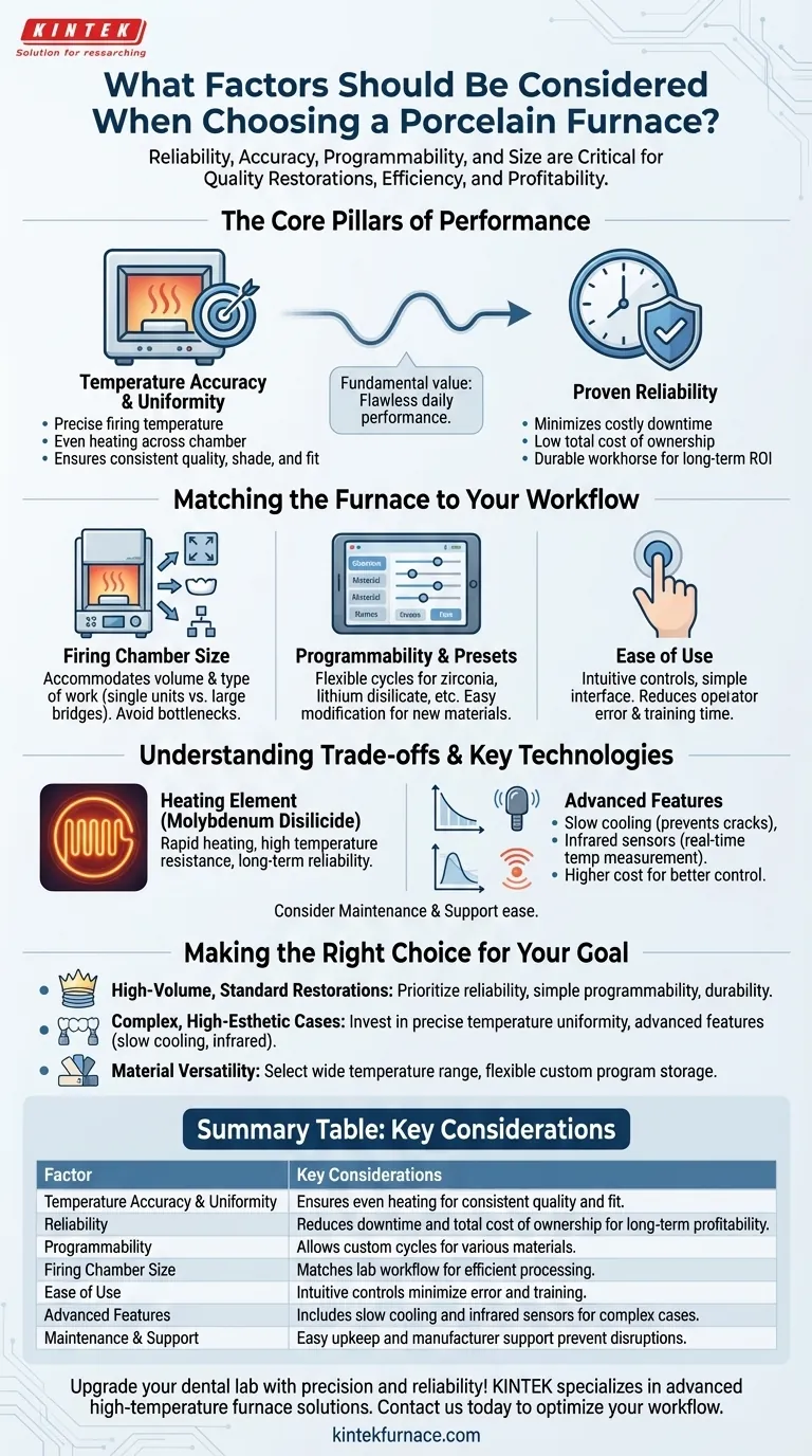 What factors should be considered when choosing a porcelain furnace? Ensure Quality and Efficiency for Your Dental Lab Visual Guide