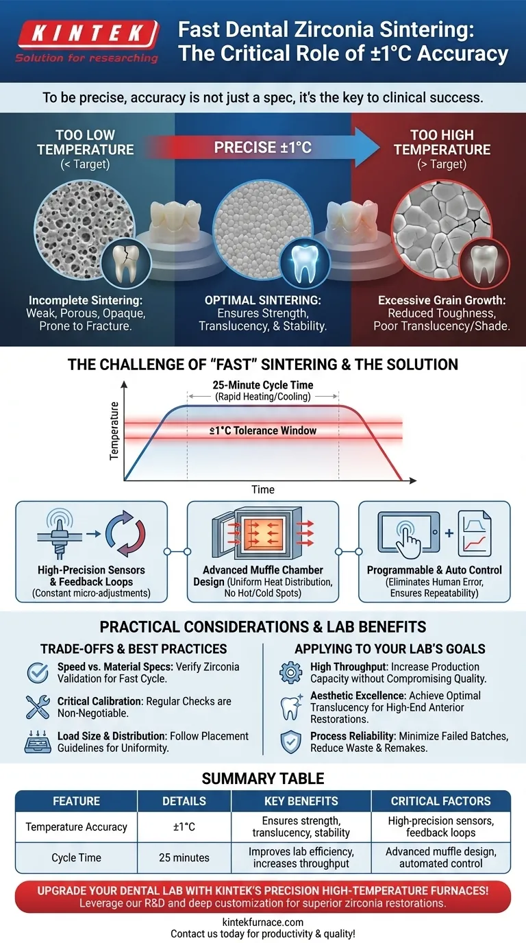 What is the temperature accuracy of the Fast dental Zirconia Sintering Furnace? Achieve Precise Sintering for Superior Dental Restorations Visual Guide