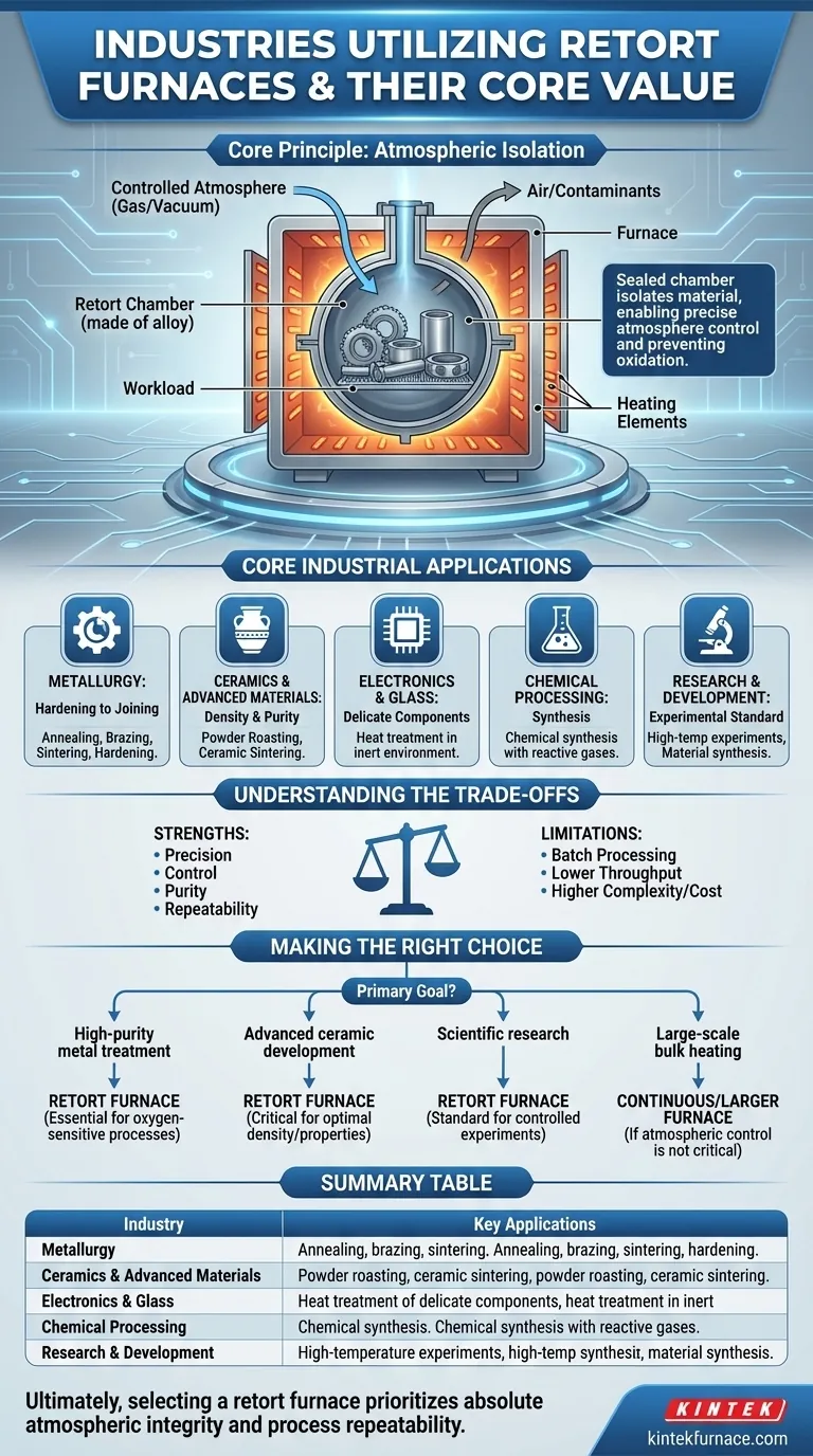 What industries commonly use retort furnaces? Essential for Controlled High-Temperature Processing Visual Guide