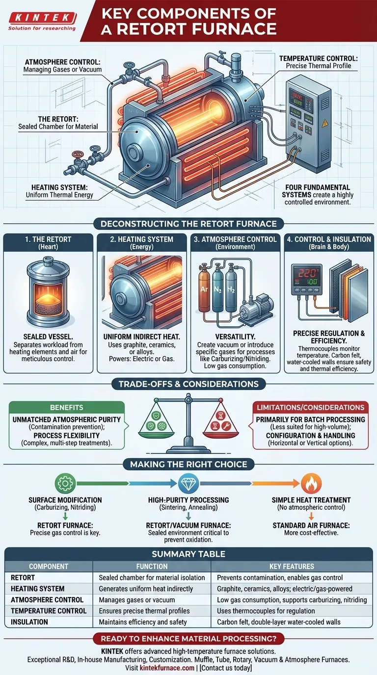 What are the key components of a retort furnace? Unlock Precise Heat Treatment Control Visual Guide
