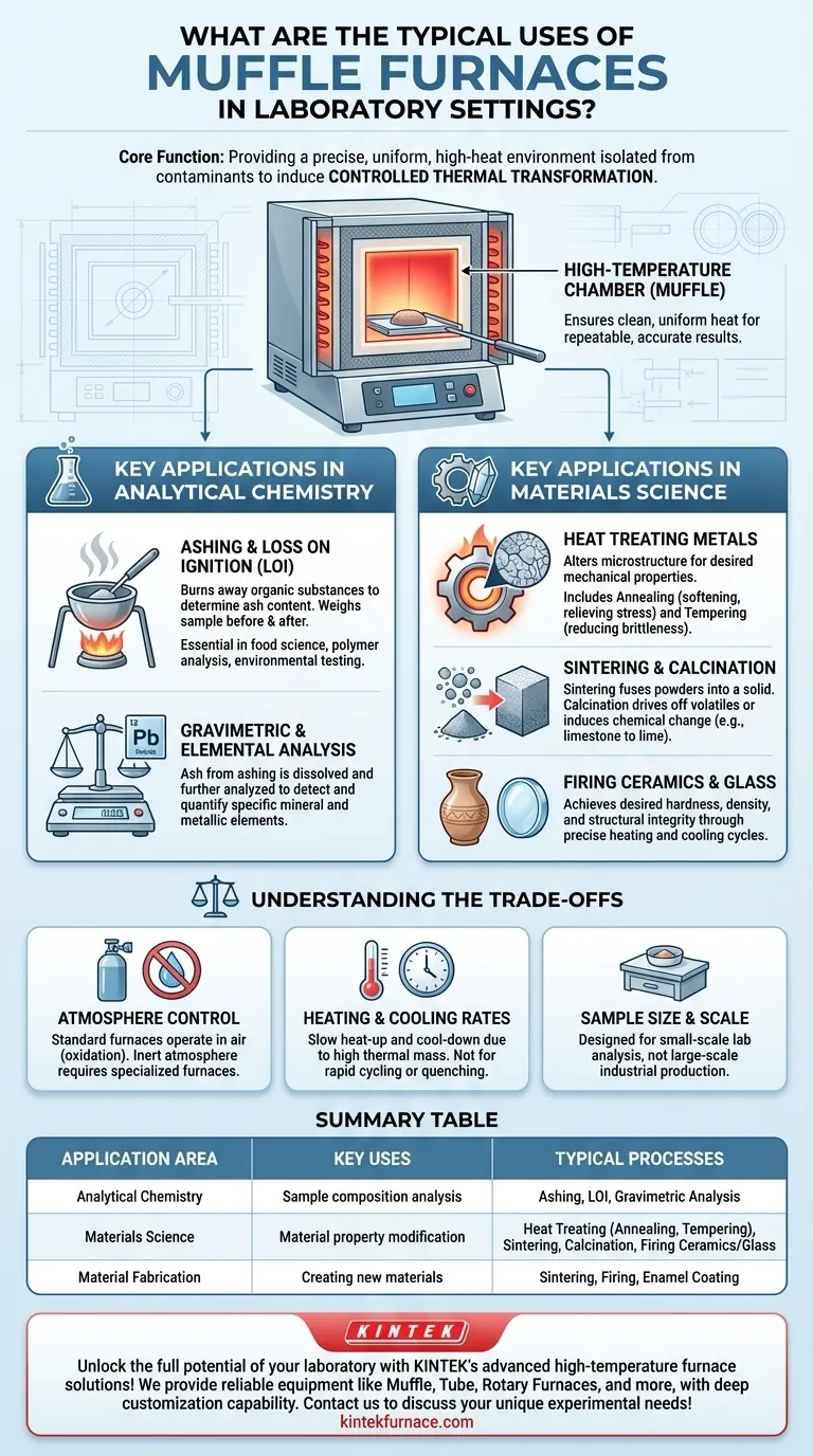 What are the typical uses of muffle furnaces in laboratory settings? Unlock Precise Heat Treatment for Your Lab Visual Guide