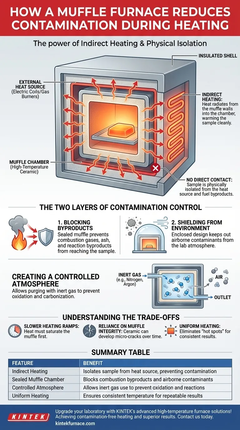 Como um forno mufla reduz a contaminação durante o aquecimento? Garanta a pureza nos seus processos laboratoriais Guia Visual