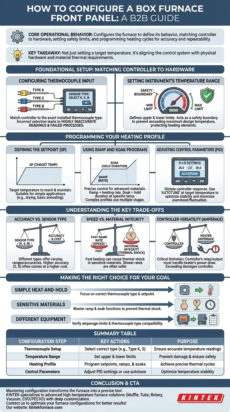 How can the front panel of the box furnace be configured? Optimize Temperature Control for Your Lab Visual Guide