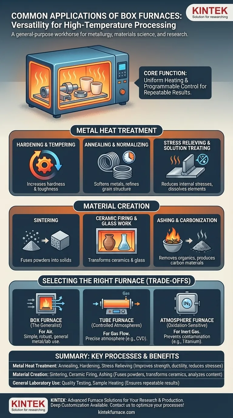 Quais são algumas aplicações comuns de fornos de caixa? Soluções Versáteis para Tratamento Térmico de Metais e Processamento de Materiais Guia Visual