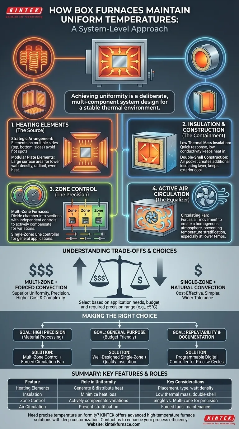 열처리로(box furnace)가 균일한 온도를 유지하는 데 도움이 되는 기능은 무엇입니까? 정밀한 열 분배를 위한 핵심 설계 요소 시각적 가이드