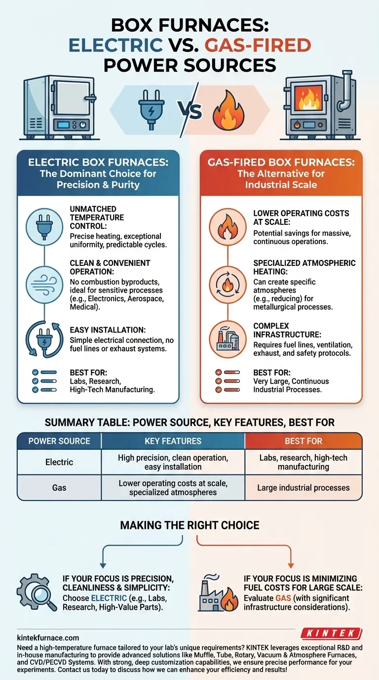 Que tipos de fornos tipo caixa estão disponíveis com base na fonte de energia? Escolha Elétrico ou Gás para as Suas Necessidades Guia Visual